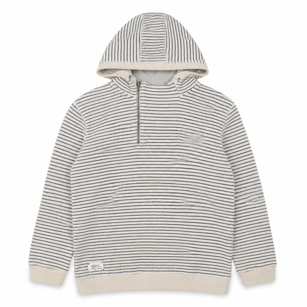 Front view of J Jeans boys’ beige stripe 11-12 years cotton pullover hoodie