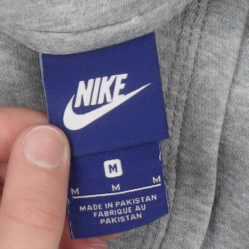Nike Men's Grey Pullover Hoodie M Regular Fit Sports Sweatshirt