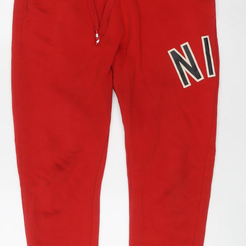 Nike Men Red Fleece Jogger Trousers Size S Regular Fit