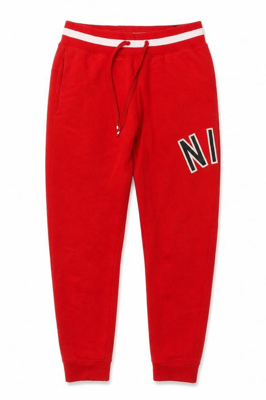 Front view of Nike Men Red Fleece Jogger Trousers, size S, Regular Fit