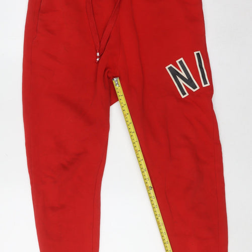 Nike Men Red Fleece Jogger Trousers Size S Regular Fit