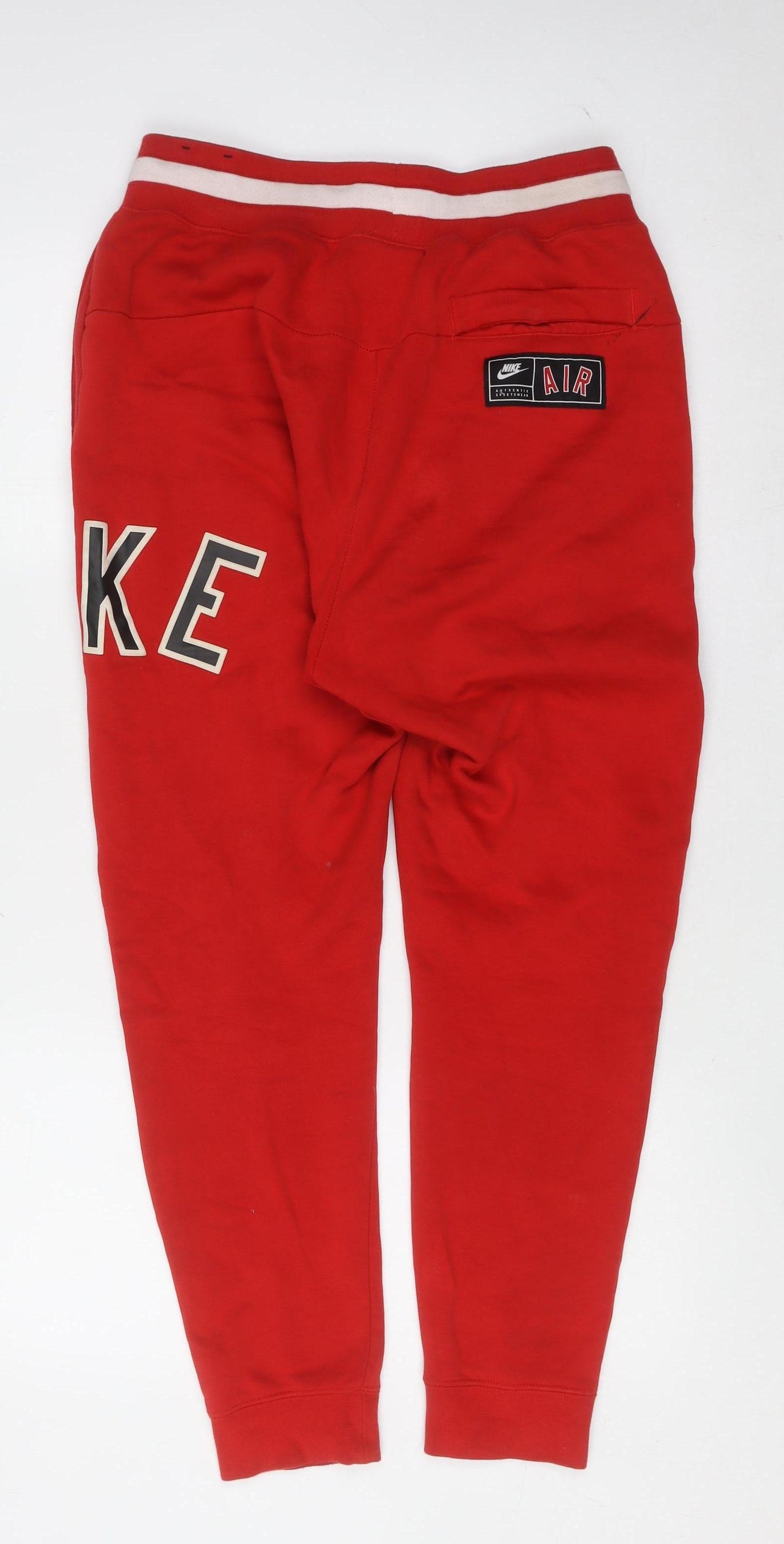 Nike Men Red Fleece Jogger Trousers Size S Regular Fit