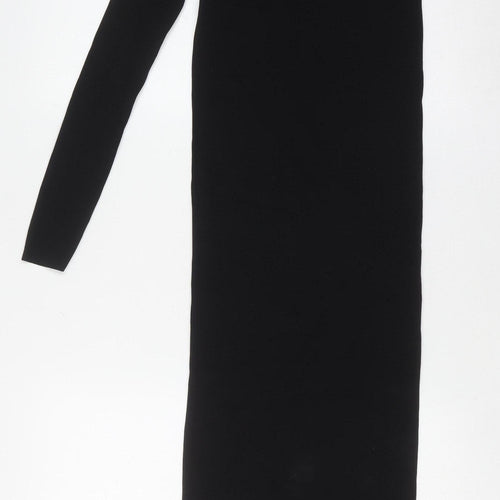 Zara Women Black Long Sleeve Asymmetric Cut Out Bodycon Dress S