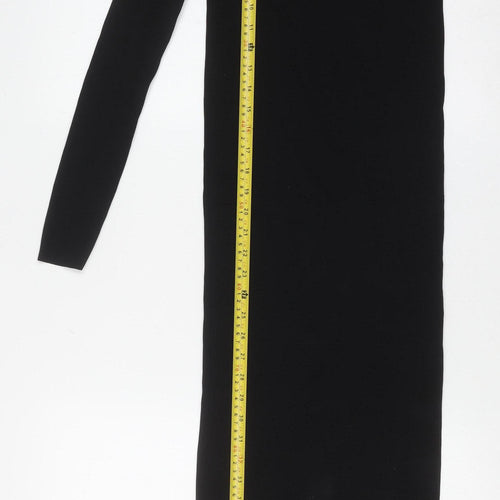 Zara Women Black Long Sleeve Asymmetric Cut Out Bodycon Dress S