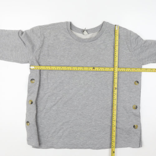 ASOS Women Grey Button Detail Long Sleeve Sweatshirt UK 12
