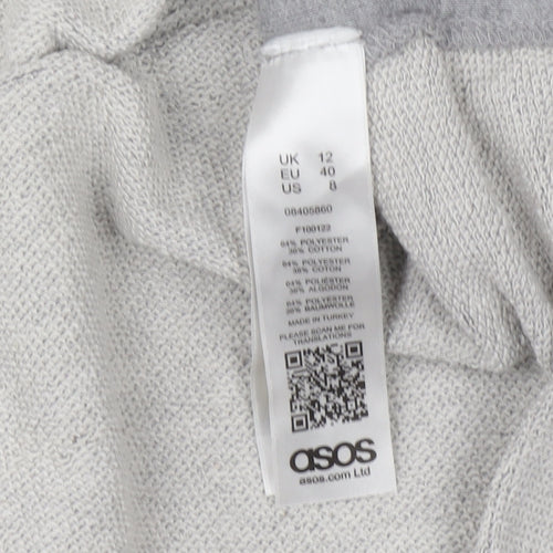 ASOS Women Grey Button Detail Long Sleeve Sweatshirt UK 12