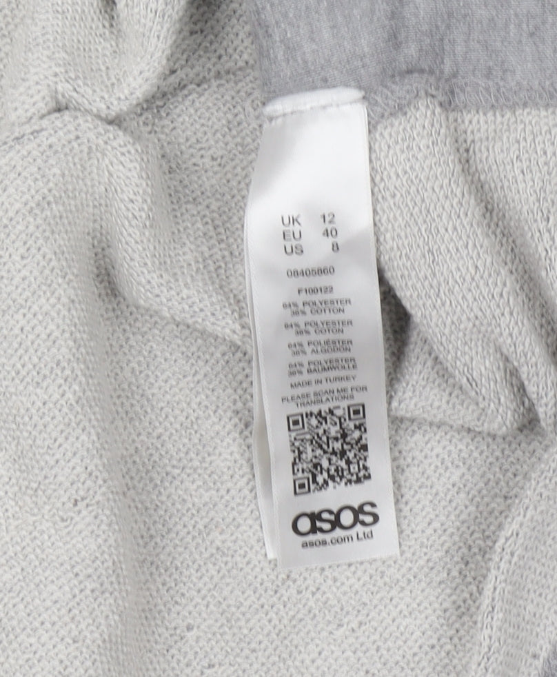 ASOS Women Grey Button Detail Long Sleeve Sweatshirt UK 12