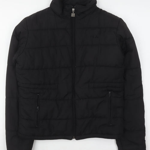 FILA Mens Black Puffer Jacket M Lightweight Quilted Zip Coat