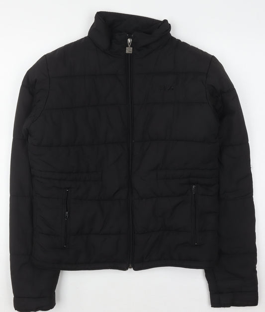 FILA Mens Black Puffer Jacket M Lightweight Quilted Zip Coat