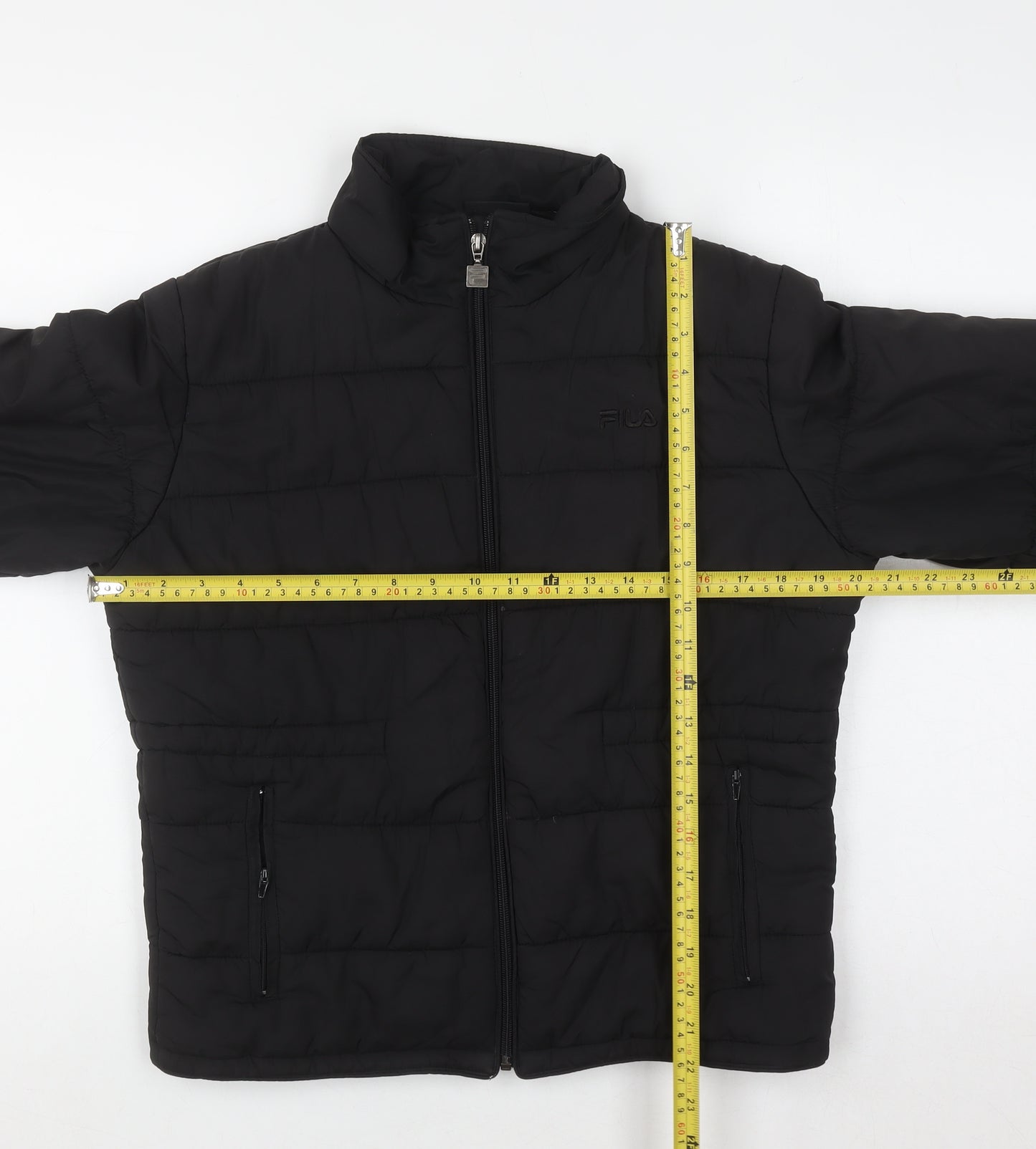 FILA Mens Black Puffer Jacket M Lightweight Quilted Zip Coat