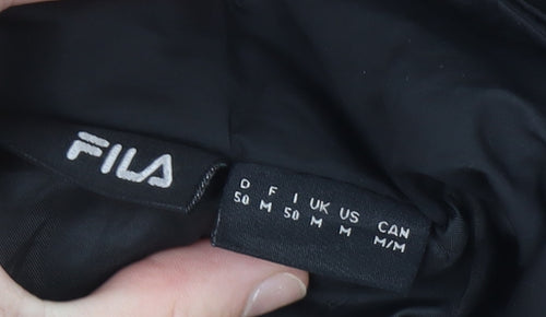 FILA Mens Black Puffer Jacket M Lightweight Quilted Zip Coat