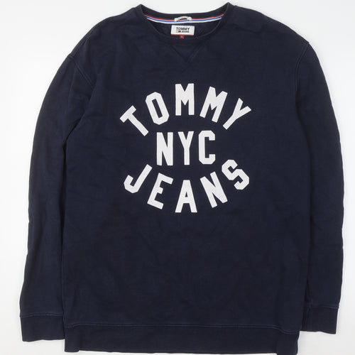 Tommy Jeans Men's Blue Relaxed Fit Crew Neck Sweatshirt L