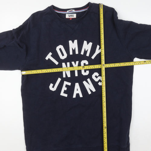 Tommy Jeans Men's Blue Relaxed Fit Crew Neck Sweatshirt L