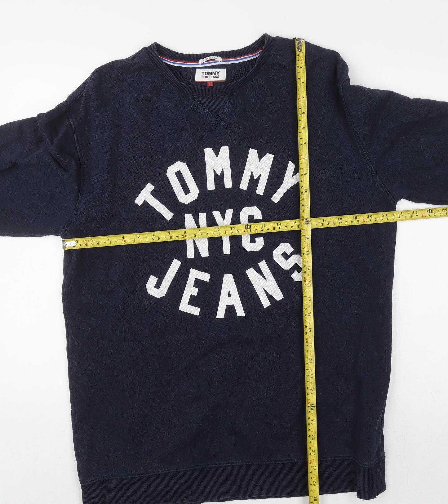 Tommy Jeans Men's Blue Relaxed Fit Crew Neck Sweatshirt L