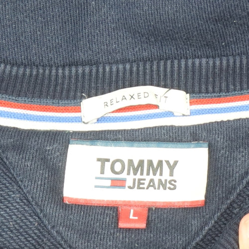 Tommy Jeans Men's Blue Relaxed Fit Crew Neck Sweatshirt L