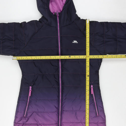 Trespass Girls Multicoloured Hooded Puffer Jacket 11-12 Years Mid-Length Zip