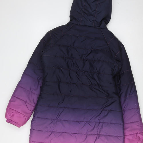 Trespass Girls Multicoloured Hooded Puffer Jacket 11-12 Years Mid-Length Zip