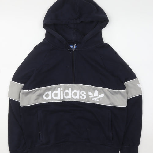Adidas Womens Navy & Grey Full Zip Hoodie Size 14 Hooded Sweatshirt