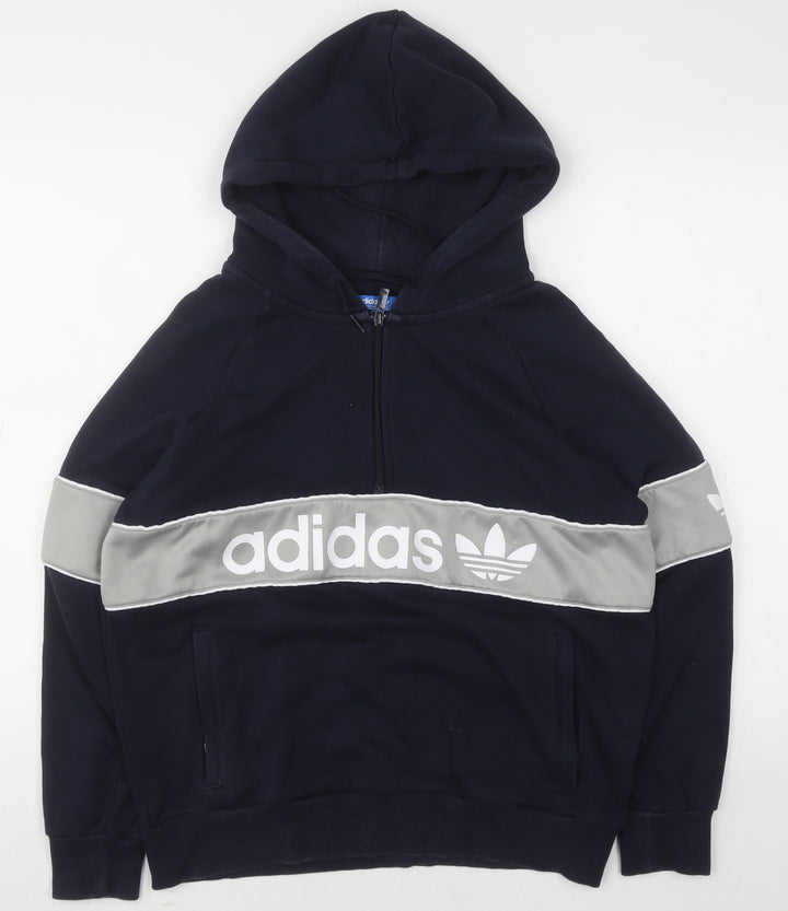 Adidas Womens Navy & Grey Full Zip Hoodie Size 14 Hooded Sweatshirt