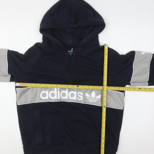 Adidas Womens Navy & Grey Full Zip Hoodie Size 14 Hooded Sweatshirt