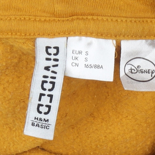 H&M Divided x Disney Mustard Yellow Women's Hoodie Size S Cotton Blend Pullover