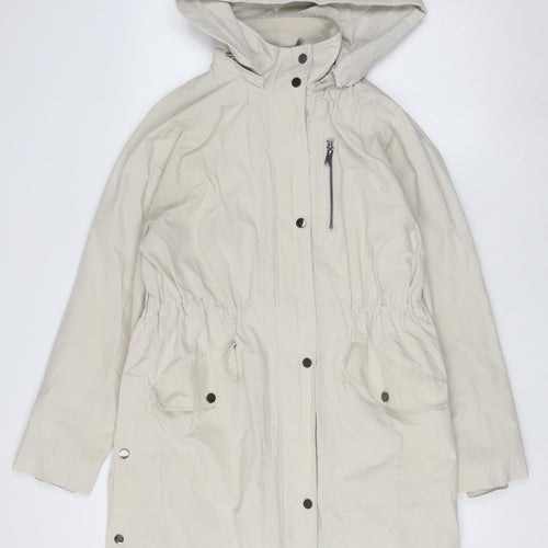 Mint Velvet Women Beige Long Parka Coat Hooded Size S