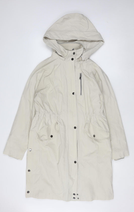 Mint Velvet Women Beige Long Parka Coat Hooded Size S