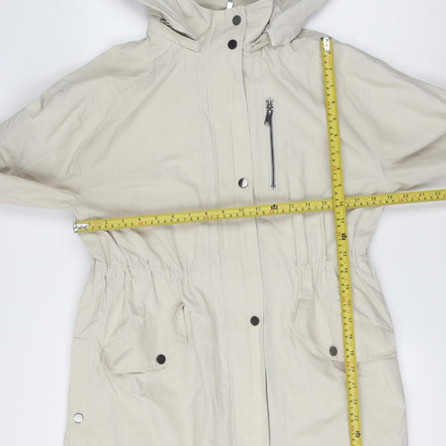 Mint Velvet Women Beige Long Parka Coat Hooded Size S