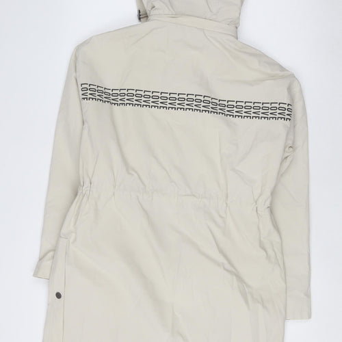 Mint Velvet Women Beige Long Parka Coat Hooded Size S