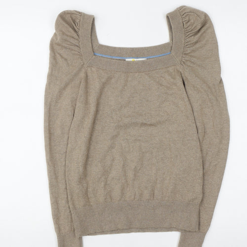 Boden Women Beige Puff Sleeve Square Neck Jumper UK 8