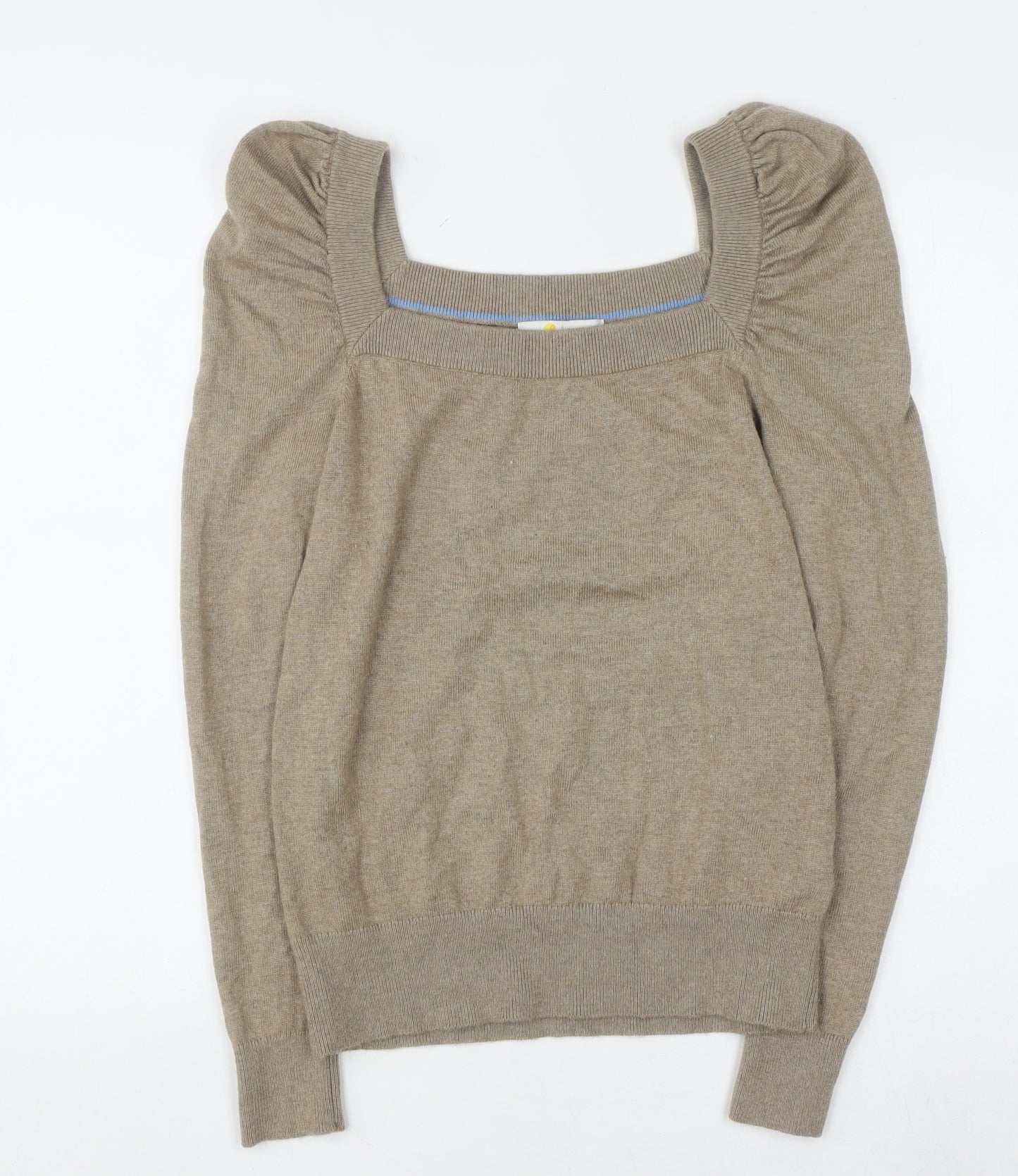 Boden Women Beige Puff Sleeve Square Neck Jumper UK 8