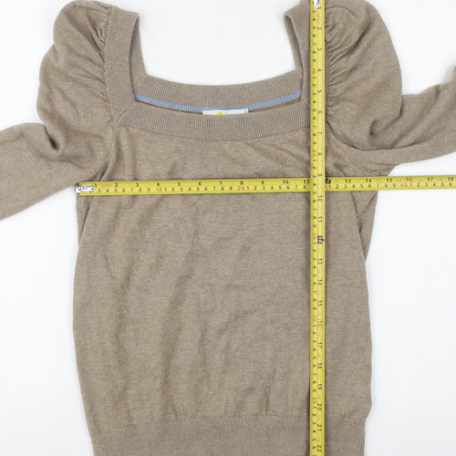 Boden Women Beige Puff Sleeve Square Neck Jumper UK 8