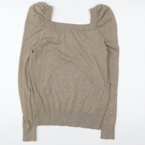 Boden Women Beige Puff Sleeve Square Neck Jumper UK 8