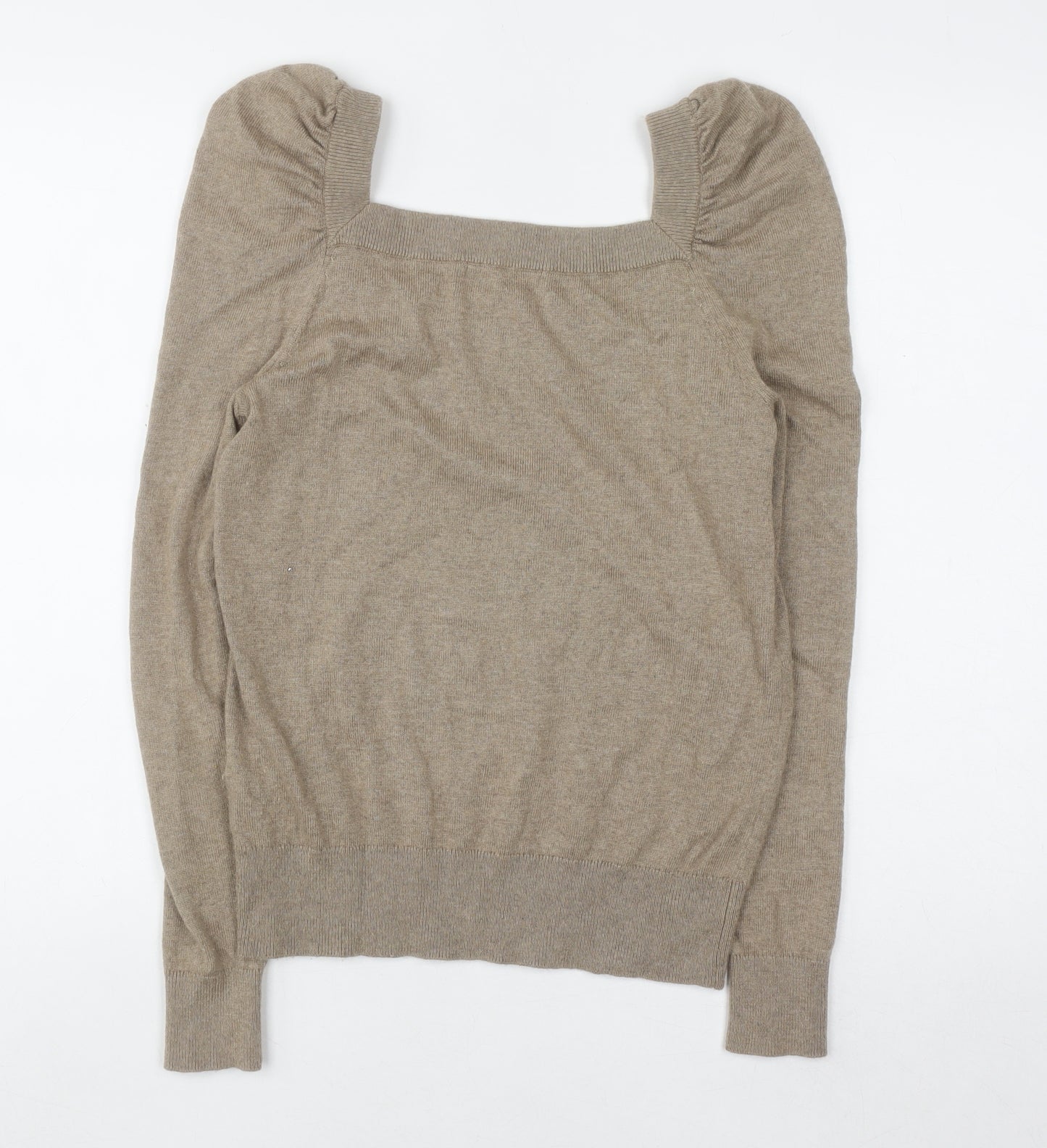 Boden Women Beige Puff Sleeve Square Neck Jumper UK 8