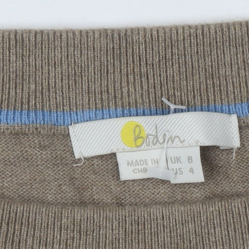 Boden Women Beige Puff Sleeve Square Neck Jumper UK 8