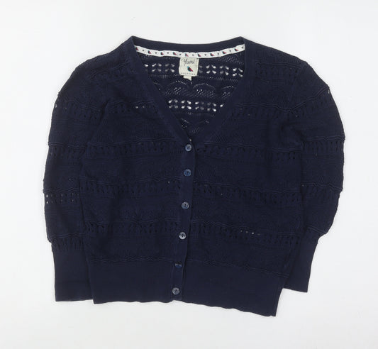 Yumi Women's Blue Knit V-Neck Cardigan Medium