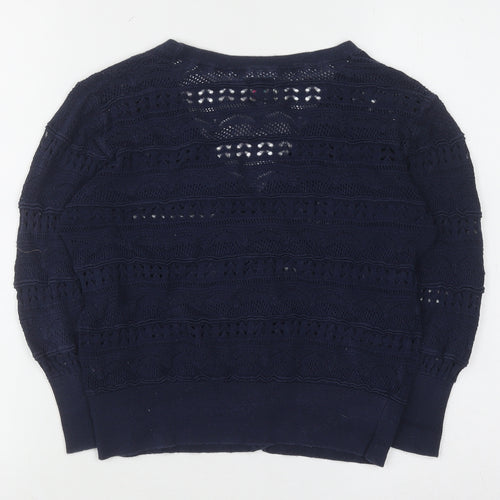 Yumi Women's Blue Knit V-Neck Cardigan Medium