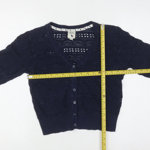 Yumi Women's Blue Knit V-Neck Cardigan Medium