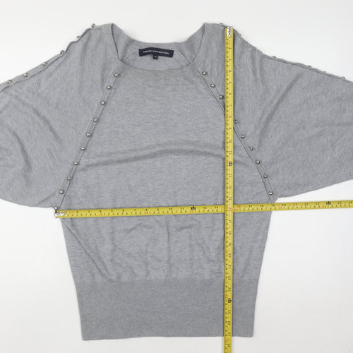French Connection Women's Grey Beaded Boat Neck Jumper M