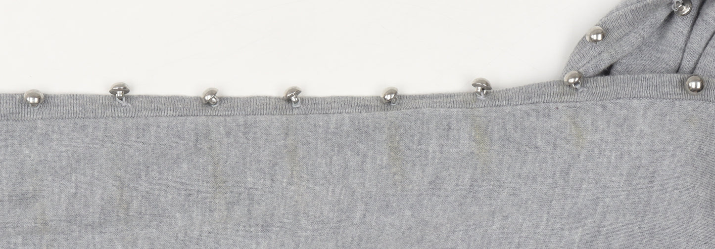 French Connection Women's Grey Beaded Boat Neck Jumper M