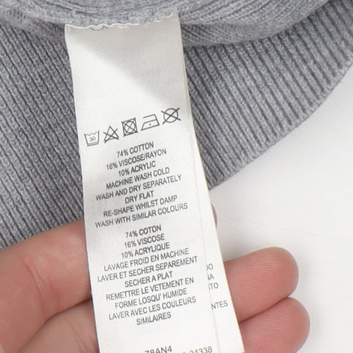 French Connection Women's Grey Beaded Boat Neck Jumper M