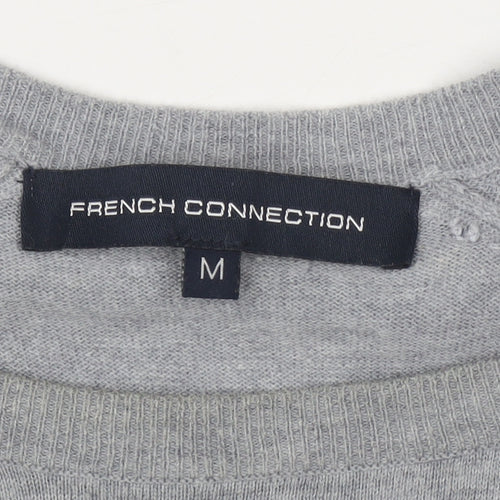 French Connection Women's Grey Beaded Boat Neck Jumper M