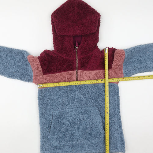 FatFace Girls Multicoloured 8-9 Years Fleece Colourblock 1/4 Zip Hoodie