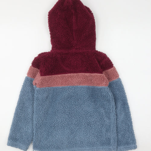 FatFace Girls Multicoloured 8-9 Years Fleece Colourblock 1/4 Zip Hoodie