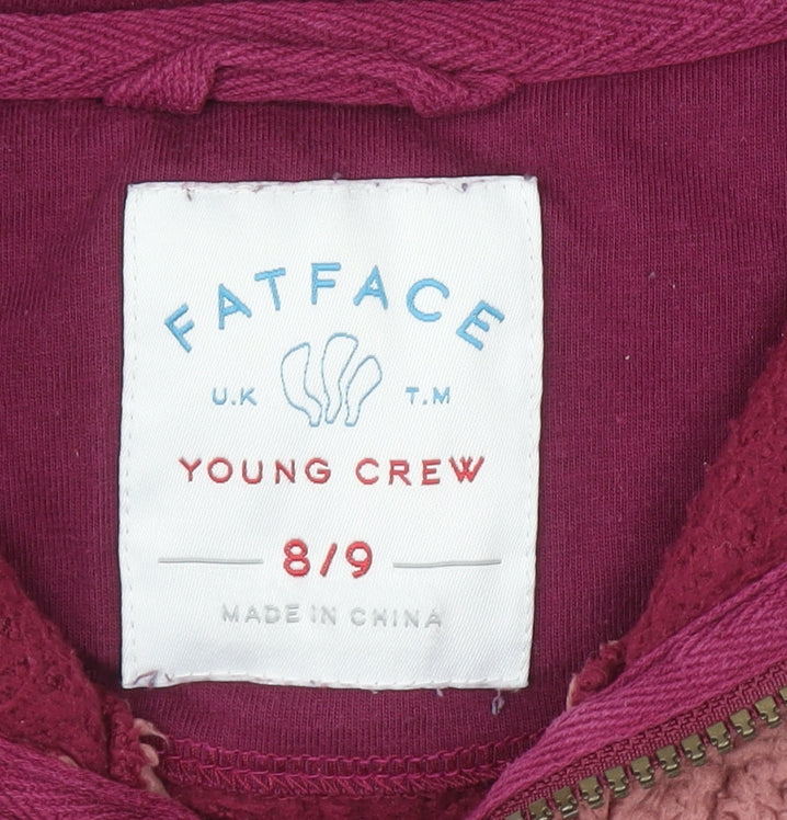 FatFace Girls Multicoloured 8-9 Years Fleece Colourblock 1/4 Zip Hoodie