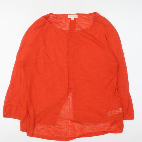 Monsoon Women's Orange Knit 3/4 Sleeve Pullover Jumper Size S