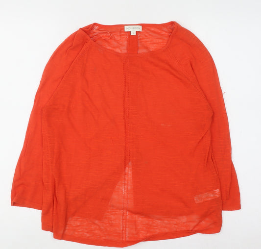 Monsoon Women's Orange Knit 3/4 Sleeve Pullover Jumper Size S