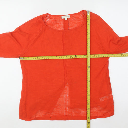 Monsoon Women's Orange Knit 3/4 Sleeve Pullover Jumper Size S