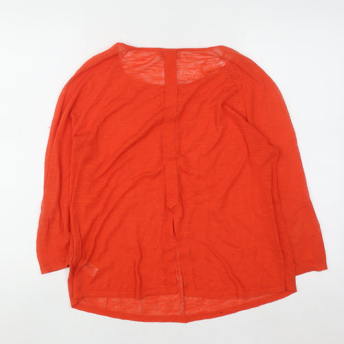 Monsoon Women's Orange Knit 3/4 Sleeve Pullover Jumper Size S