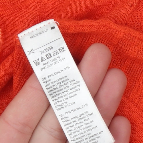 Monsoon Women's Orange Knit 3/4 Sleeve Pullover Jumper Size S